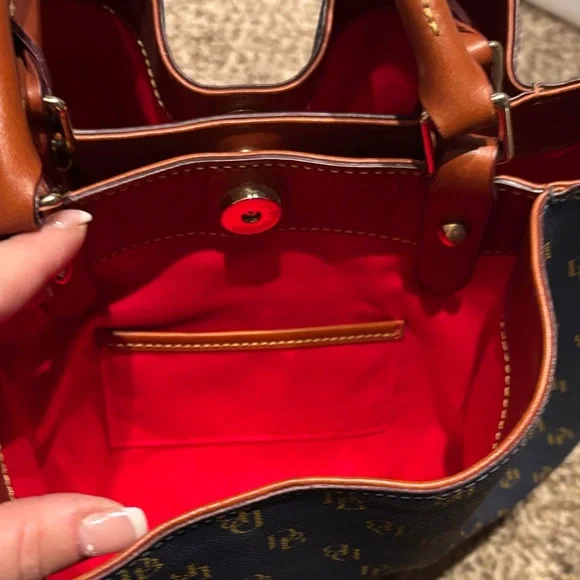 Dooney & Bourke Navy and Gold Signature Tote - Picture 5 of 9